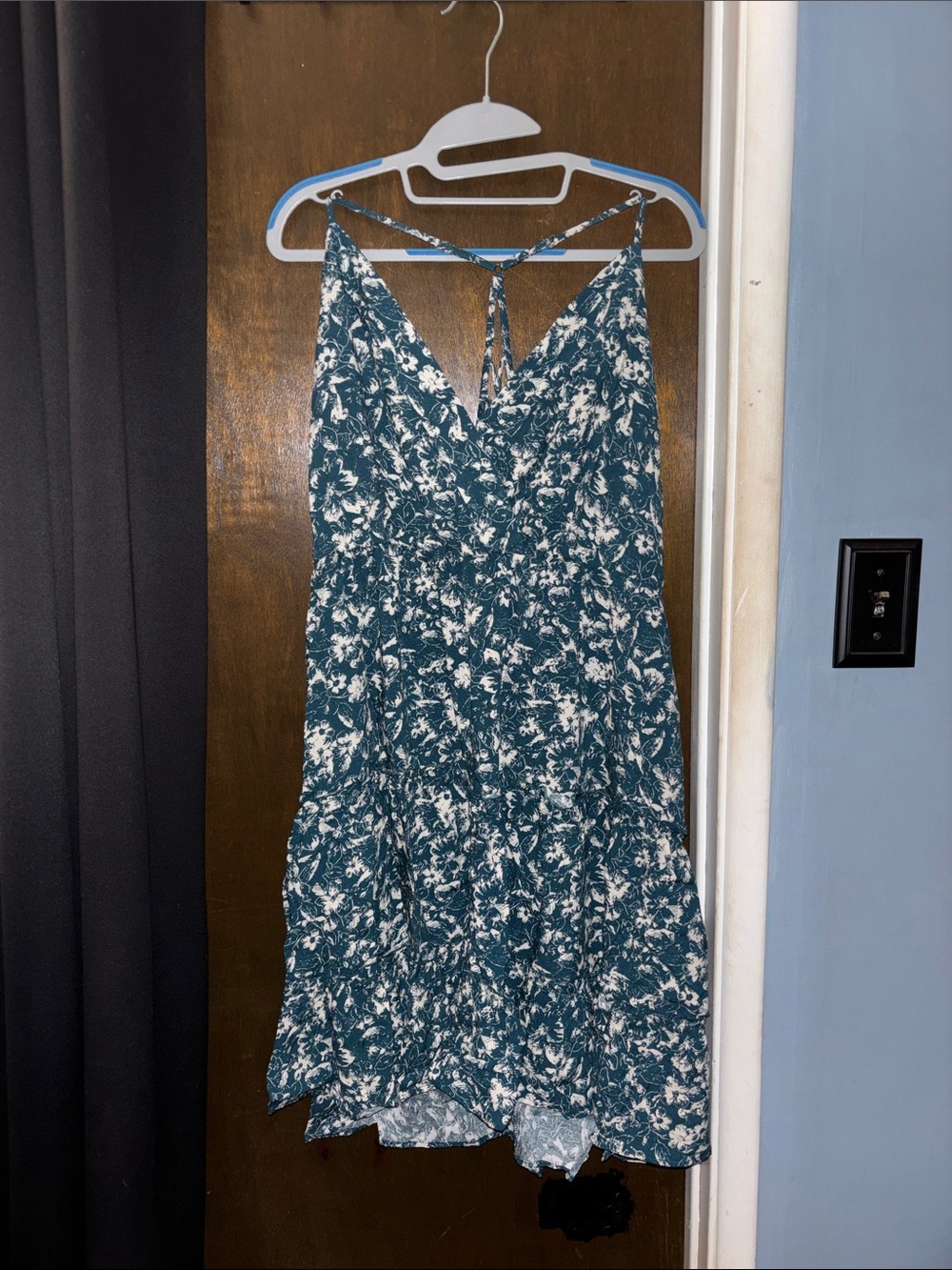 Maurices Teal and White Floral Mini Dress